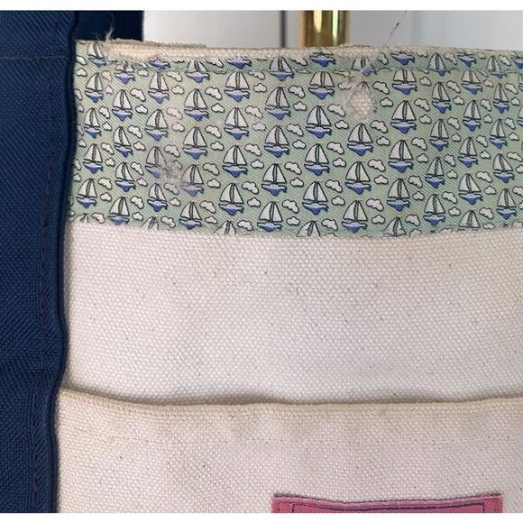 Vineyard Vines Navy Blue Green Canvas Tote Bag - Picture 6 of 8
